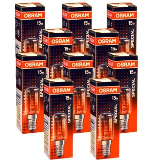 10 x Osram Glühbirne Kühlschrank 15W E14 klar Röhre Special T16/54 CL 15 Glühlampe