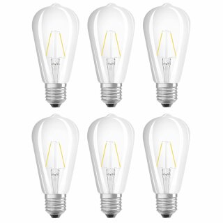 6 x Osram LED Filament Edison ST64 Leuchtmittel 2W = 25W E27 klar warmweiß 2700K