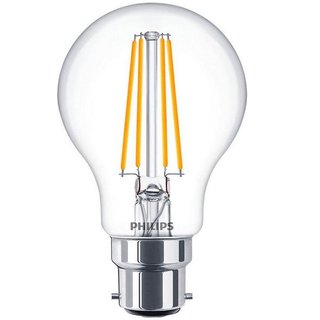 Philips LED Filament Leuchtmittel Birnenform A60 9,5W = 60W B22 klar 700lm warmweiß 2700K