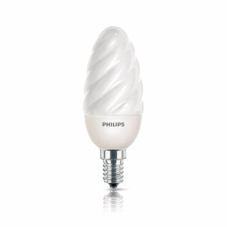 Philips Energiesparlampe Kerze gedreht 5W = 21W E14 matt 190lm Softone warmweiß