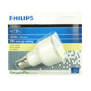 Philips Energiesparlampe Reflektor R50 CompactFluo 7W = 17W E14 warmweiß maxi flood 90°