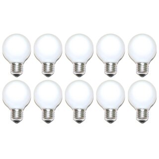 10 x Globe Glühbirne 25W E27 OPAL G60 60mm Globelampe 25 Watt Glühlampe Glühbirnen Glühlampen