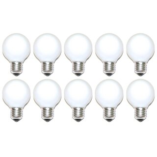 10 x Globe Glühbirne 25W E27 OPAL G60 60mm Globelampe 25 Watt Glühlampe Glühbirnen Glühlampen