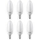 6 x Philips Energiesparlampe Kerze 8W = 35W E14 matt...