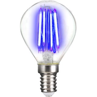 LightMe LED Filament Leuchtmittel Tropfen 4W E14 klar Blau P45 Deco