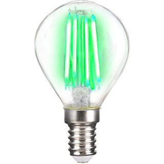LightMe LED Filament Leuchtmittel Tropfen 4W E14 klar Grün P45 Deco