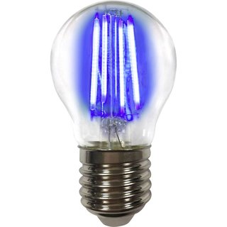 LightMe LED Filament Leuchtmittel Kugel Tropfenform Blau 4W E27 klar