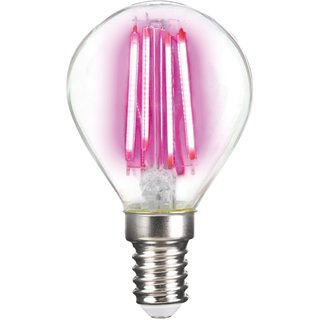 LightMe LED Filament Leuchtmittel Tropfen 4W E14 klar Pink P45 Deco