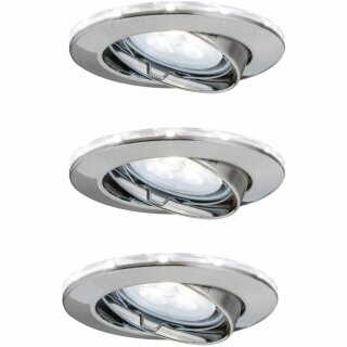 3 x Paulmann LED Einbaustrahler schwenkbar Ring Shine Eisen gebürstet IP23 3 x 4,5W GU10 Tageslicht 6500K