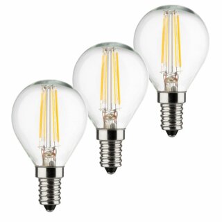 3 x Müller-Licht Retro LED Filament Leuchtmittel Tropfen 4W = 40W E14 klar 470lm warmweiß 2700K