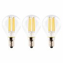 3 x Müller-Licht Retro LED Filament Leuchtmittel Tropfen 4W = 40W E14 klar 470lm warmweiß 2700K