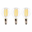 3 x Müller-Licht Retro LED Filament Leuchtmittel Tropfen 4W = 40W E14 klar 470lm warmweiß 2700K