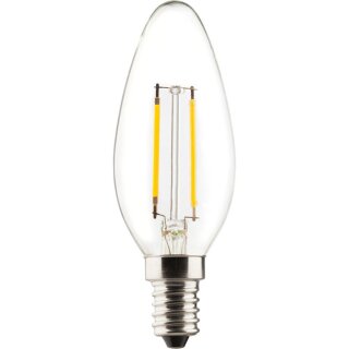 Müller-Licht LED Filament Leuchtmittel Retro Kerzenform 2,5W = 25W E14 klar 245lm warmweiß 2700K