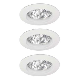 3 x Paulmann Einbaustrahler Set IP44 Weiß 3 x 35W GU4 12V Halogen