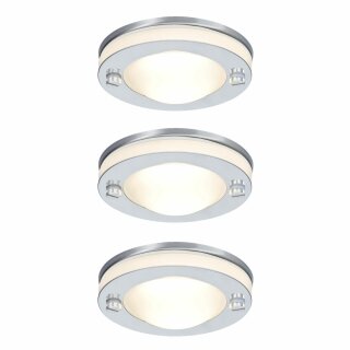 3 x Paulmann Premium Einbauringe Chrom-Satin IP65 Feuchtraum max. 35W ohne Leuchtmittel