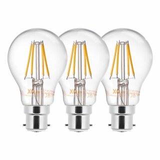 3 x XQ-lite LED Filament Leuchtmittel Birnenform A60 4W = 40W B22 klar warmweiß 2700K