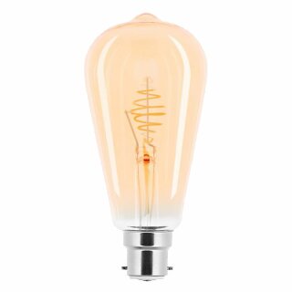 LED Spiral Filament Leuchtmittel Edison Form ST64 2,5W B22 Gold extra warmweiß 2000K