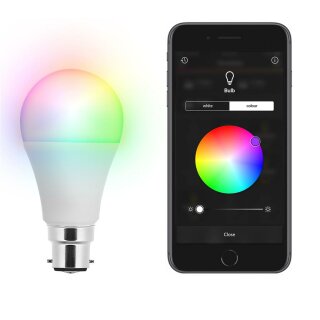 XQ-lite LED Smart Home Leuchtmittel Birnenform 7W B22 PRO Serie 868 MHz RGB bunt Google & Alexa dimmbar