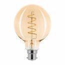 LED Spiral Filament Leuchtmittel Globe G95 2,5W B22 Gold extra warmweiß 2000K