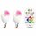 2 x iDual one LED Leuchtmittel Tropfenform P45 5,3W = 35W E14 matt 400lm warmweiß 2700K RGB Moodligt dimmbar mit Fernbedienung