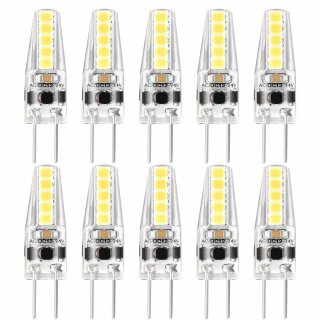 10 x LED Leuchtmittel Stiftsockellampe 2W = 25W G4 klar SMD 210lm 360° Tageslicht 6500K kaltweiß