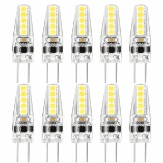 10 x LED Leuchtmittel Stiftsockellampe 2W = 25W G4 klar SMD 210lm 360° Tageslicht 6500K kaltweiß