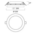 Sylvania LED Einbau Panel Downlight SylFlat Round Ø22cm weiß 15W 1400lm 4000K