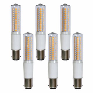 6 x LED Leuchtmittel Röhre T18 8,5W = 80W B15d klar echte 1100lm warmweiß 3000K 360°