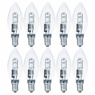 10 x Halogen Leuchtmittel Kerze klar 18W = 25W E14 205lm warmweiß 2900K dimmbar