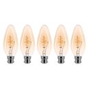 5 x LED Spiral Filament Leuchtmittel Kerze 2,5W B22 Gold...