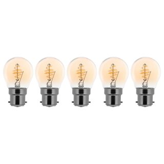 5 x LED Spiral Filament Leuchtmittel Tropfen 2,5W B22 Gold P45 Kugel extra warmweiß 2000K