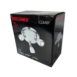 Briloner LED Deckenleuchte Strahler Ø21cm Chrom/Weiß 3 x 5W GU10 1200lm warmweiß 3000K schwenkbar