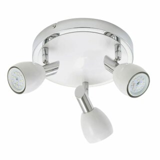 Briloner LED Deckenleuchte Strahler Ø21cm Chrom/Weiß 3 x 5W GU10 1200lm warmweiß 3000K schwenkbar