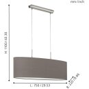 Eglo Pendelleuchte Hängeleuchte Pasteri oval Stoff Anthrazit/Braun 100cm 2-flammig modern max. 2 x 60W E27 ohne Leuchtmittel