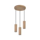 LED Pendelleuchte Pipe III rund Ø30cm Holz Eiche geölt 3-flammig 3 x 5W GU10 warmweiß