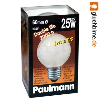 Paulmann Globe Glühbirne 25W E27 MATT G60 60mm Glühlampe 25 Watt 123.22