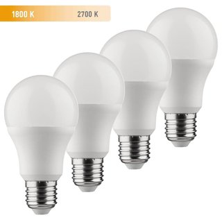 4 x Müller-Licht LED Leuchtmittel Comfort DIM Birnenform 10W = 60W E27 matt 810lm 1800-2700K dimmbar