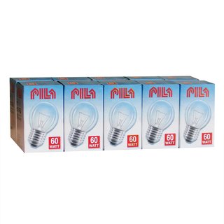10 x Pila Philips Glühbirne Tropfen 60W E27 KLAR Glühlampe 60 Watt Glühbirnen Glühlampen