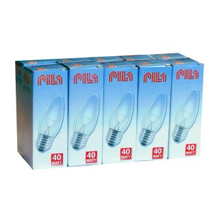 10 x Pila Philips Glühlampe Glühbirne Kerze 40W 40 Watt...