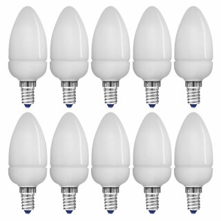 10 x Müller-Licht Energiesparlampe Kerzenform 7W = 34W E14 matt 350lm warmweiß 2700K