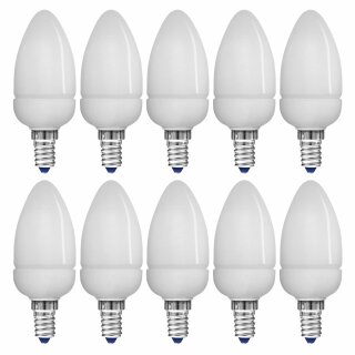 10 x Müller-Licht Energiesparlampe Kerzenform 7W = 34W E14 matt 350lm warmweiß 2700K