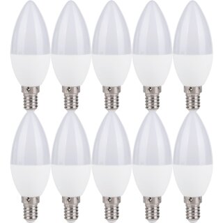 10 x LED Leuchtmittel Kerze 7W = 40W E14 matt 560lm kaltweiß 6500K Tageslicht