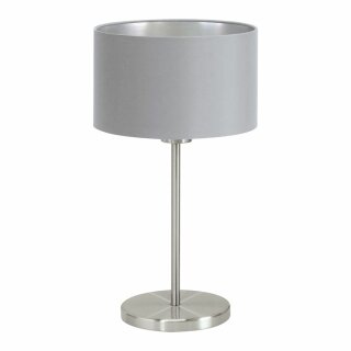 Eglo Tischleuchte Maserlo Nickel matt/Grau/Silber IP20 max. 60W E27 ohne Leuchtmittel mit Schalter
