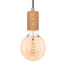 Smartwares LED Pendelleuchte Textilkabel schwarz Kork Spiral Filament Globe G95 2,5W E27 extra warmweiß 2000K