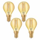 4 x Osram LED Filament Vintage 1906 Tropfen 4,5W = 36W E14 klar gold extra warmweiß 2500K