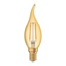 4 x Osram LED Filament Vintage 1906 Windstoß Kerze 1,4W = 12W E14 klar gold extra warmweiß 2500K