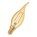 4 x Osram LED Filament Vintage 1906 Windstoß Kerze 1,4W = 12W E14 klar gold extra warmweiß 2500K
