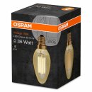 Osram LED Filament Vintage 1906 Kerze 4,5W = 36W E14 klar gold extra warmweiß 2500K