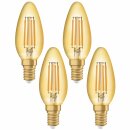 4 x Osram LED Filament Vintage 1906 Kerze 4,5W = 36W E14 klar gold extra warmweiß 2500K