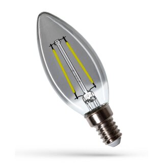 Spectrum LED Filament Leuchmittel Kerzenform 2,5W = 16W E14 klar Rauchglas 150lm Neutralweiß 4000K 270°